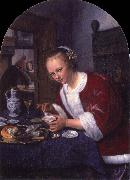 Jan Steen Girl offering oysters painting